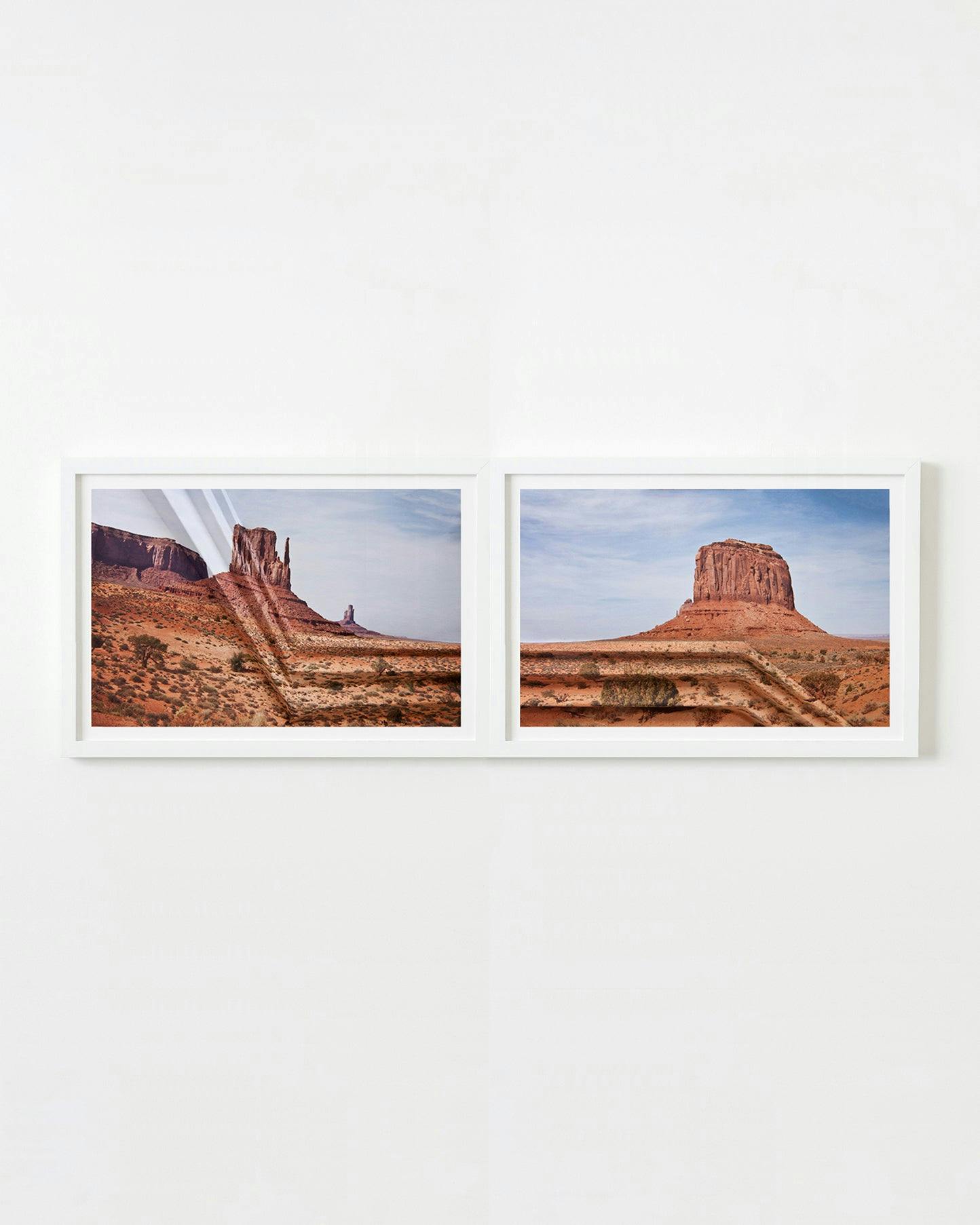 Photography by Millee Tibbs titled "Mountains + Valleys (Monument Valley #1, Diptych)".