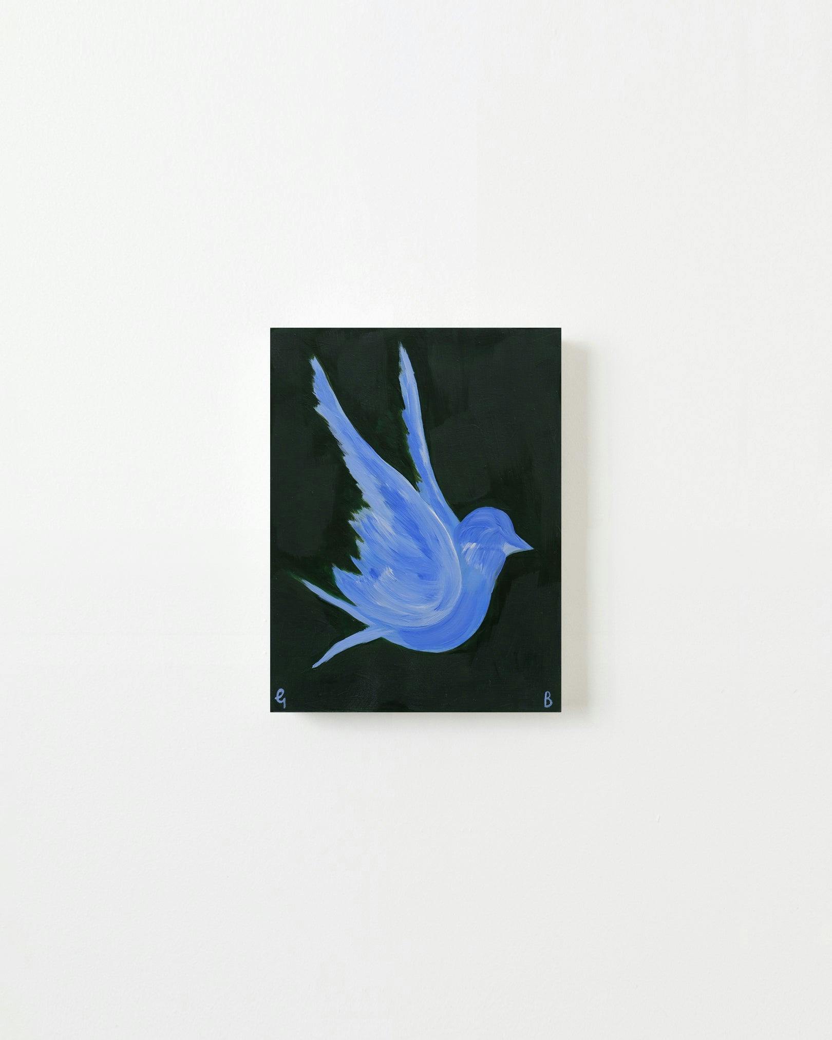 Painting by Georgia Beaumont titled "Blue Bird on Sap Green".