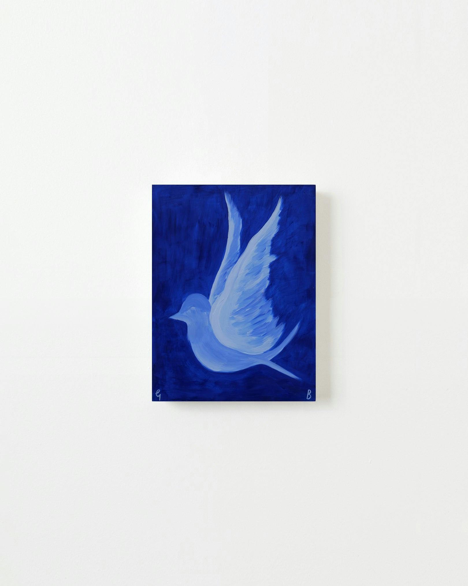 Painting by Georgia Beaumont titled "Blue Bird on Ultramarine".