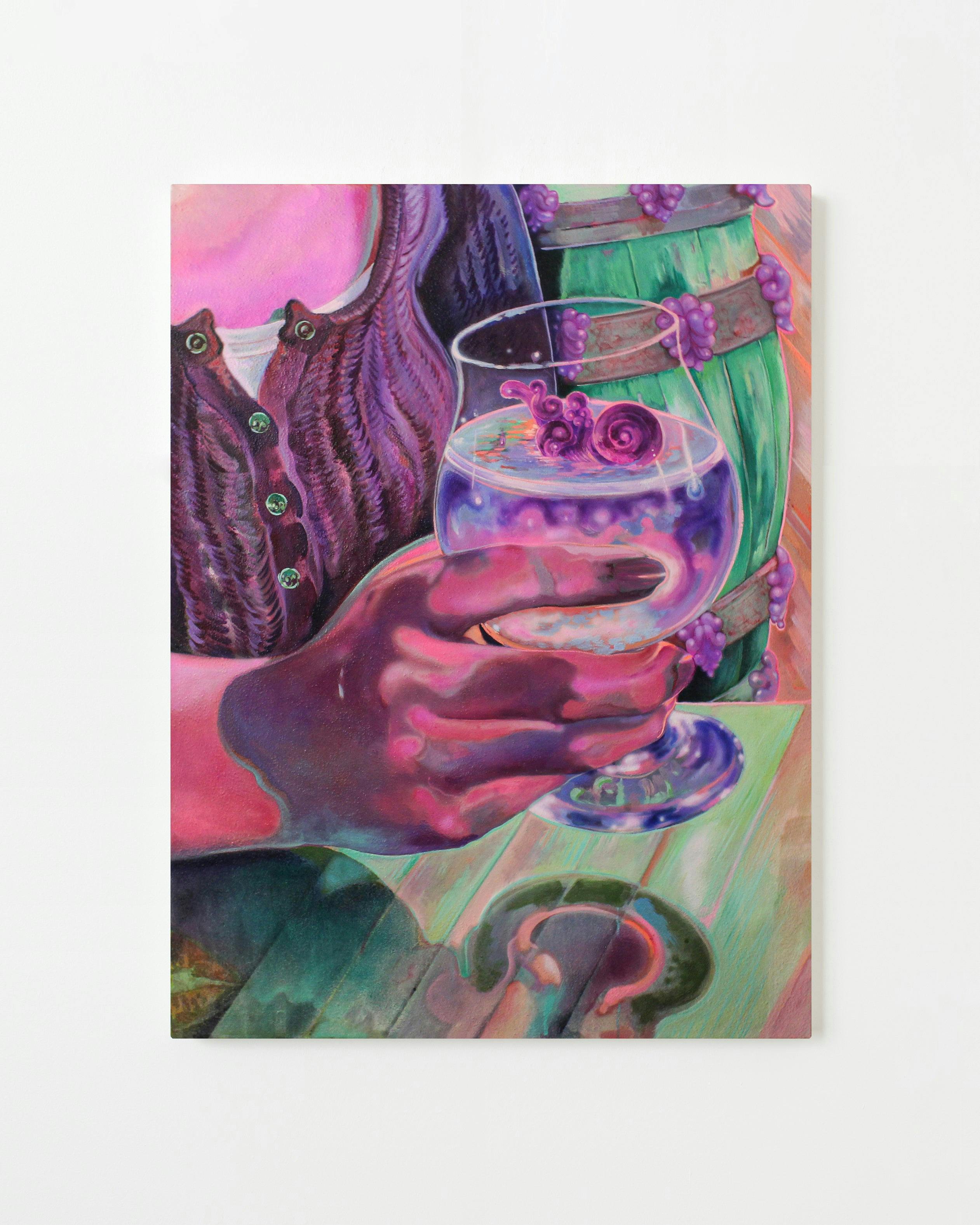 Painting by Nefertiti Jenkins titled "Potion Drinker with Trinket".