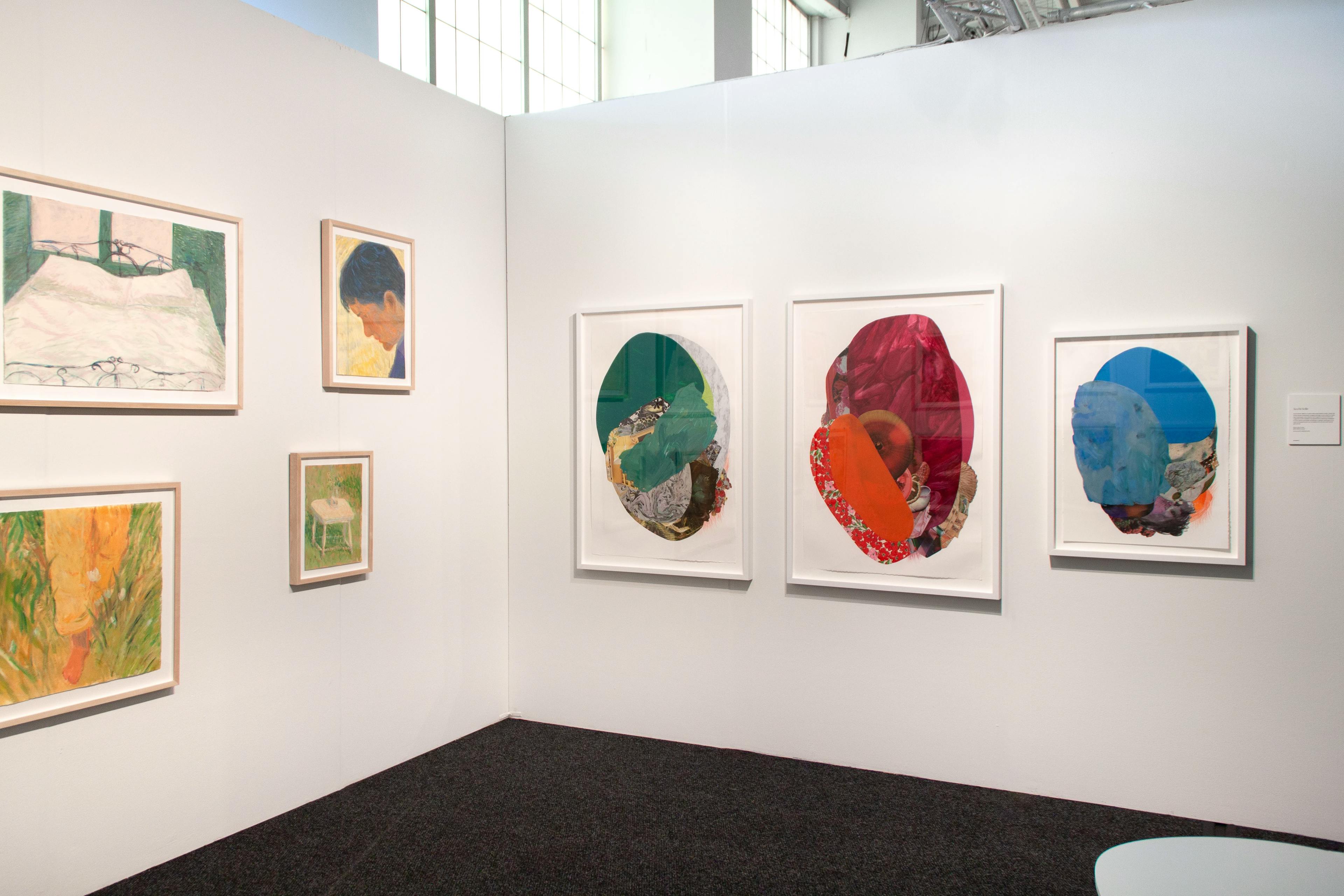 Artworks by Jackson Joyce and Xochi Solis at the art fair Art on Paper in 2023.
