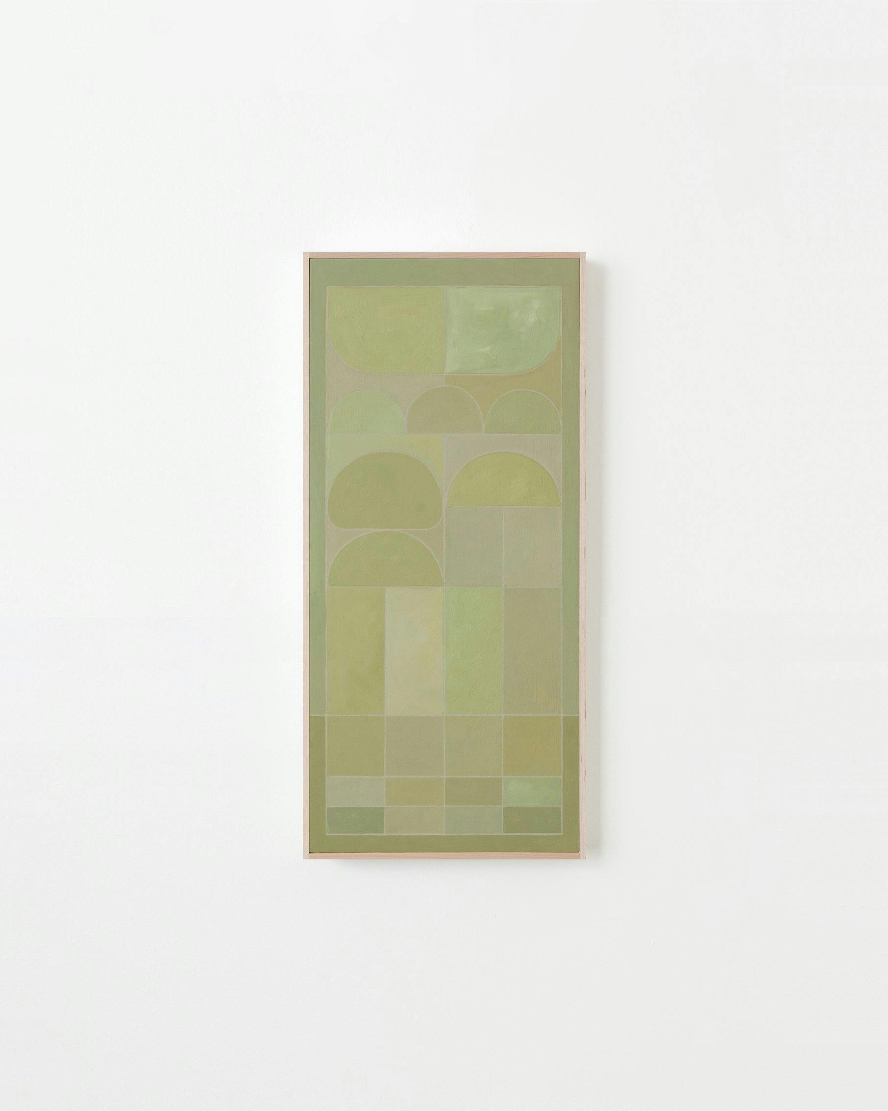 Painting by Carla Weeks titled "Stained Glass Study in Green 42".