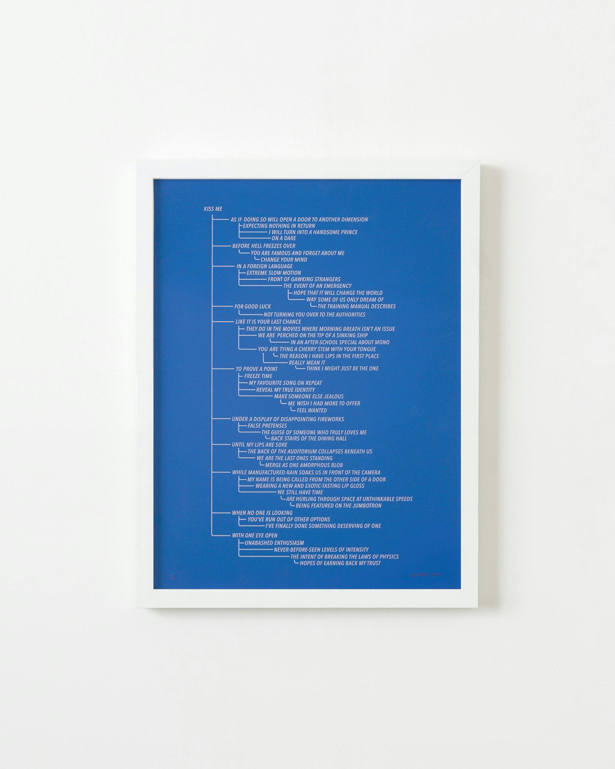 Print by Ben Skinner titled "Blue 4. From the Kiss Me Flow Chart (Blue Series)".