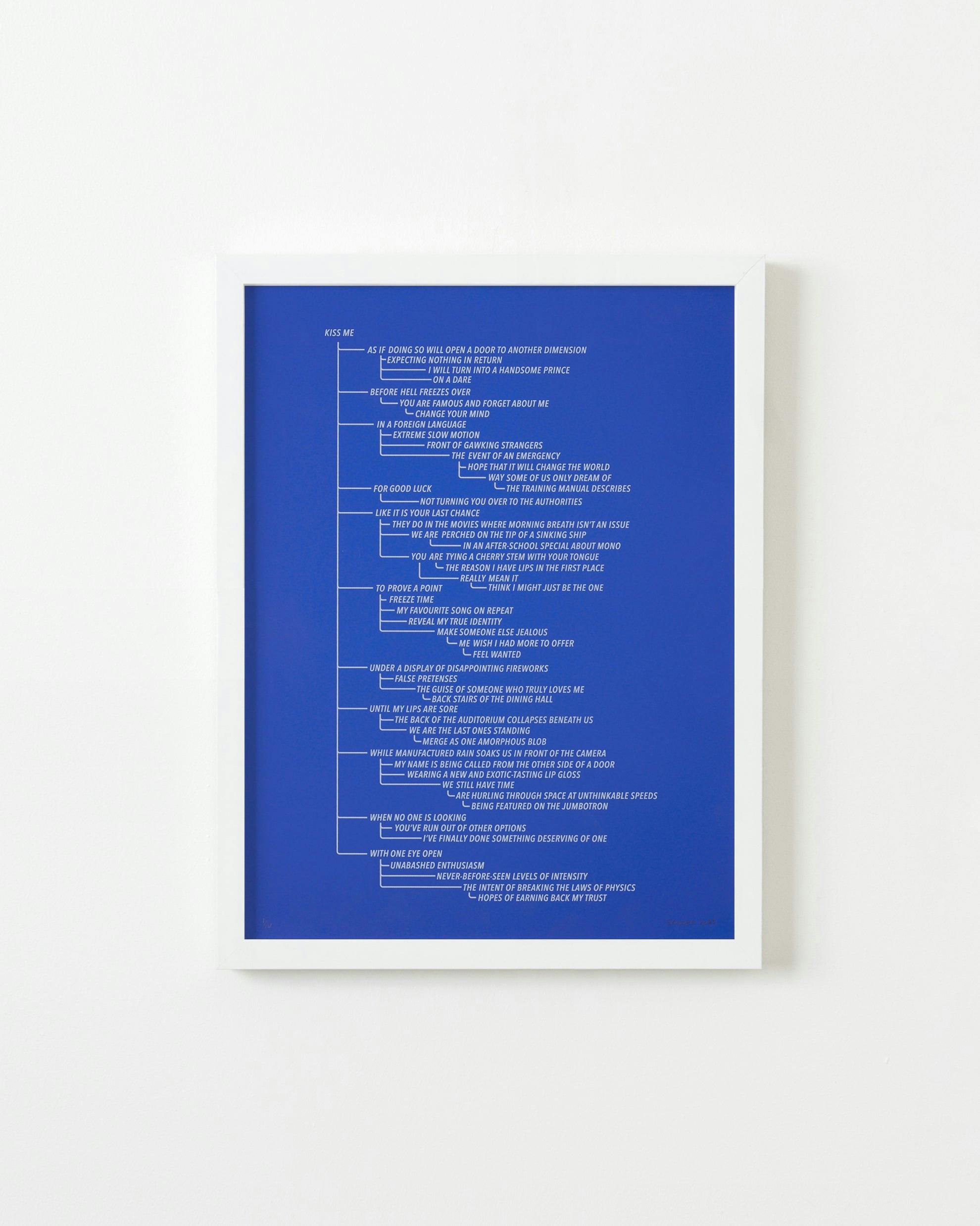 Print by Ben Skinner titled "Blue 5. From the Kiss Me Flow Chart (Blue Series)".