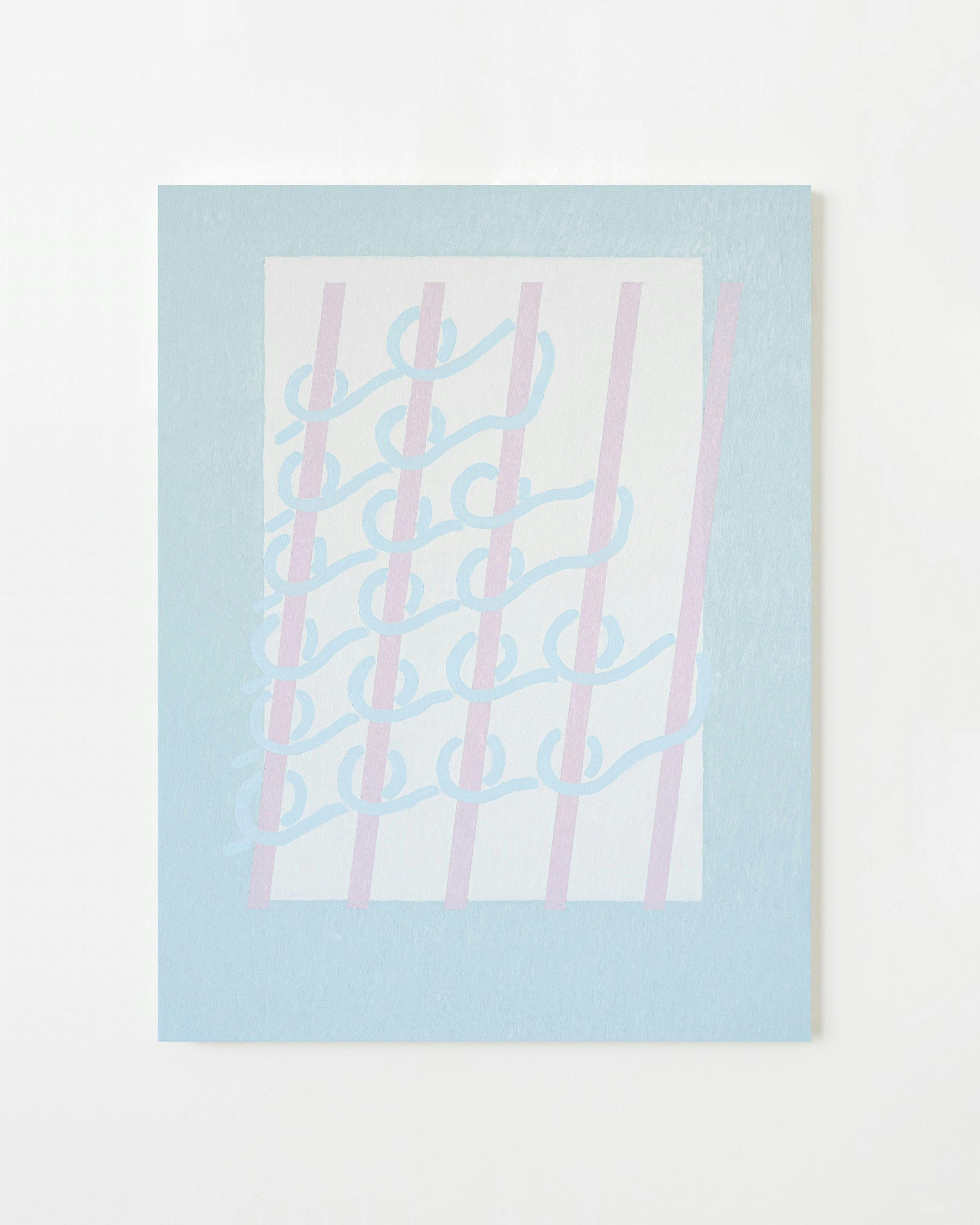 Painting by Aschely Vaughan Cone titled "Plain Weave I, Pink and Blue".