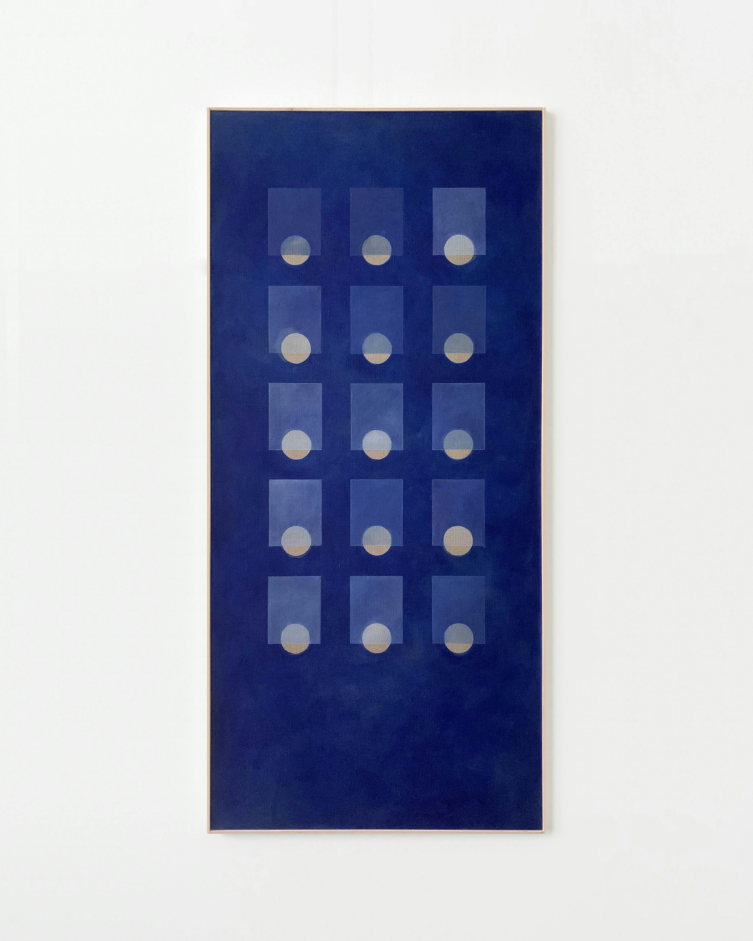 Painting by Carla Weeks titled "Winter Grid in French Ultramarine 2".