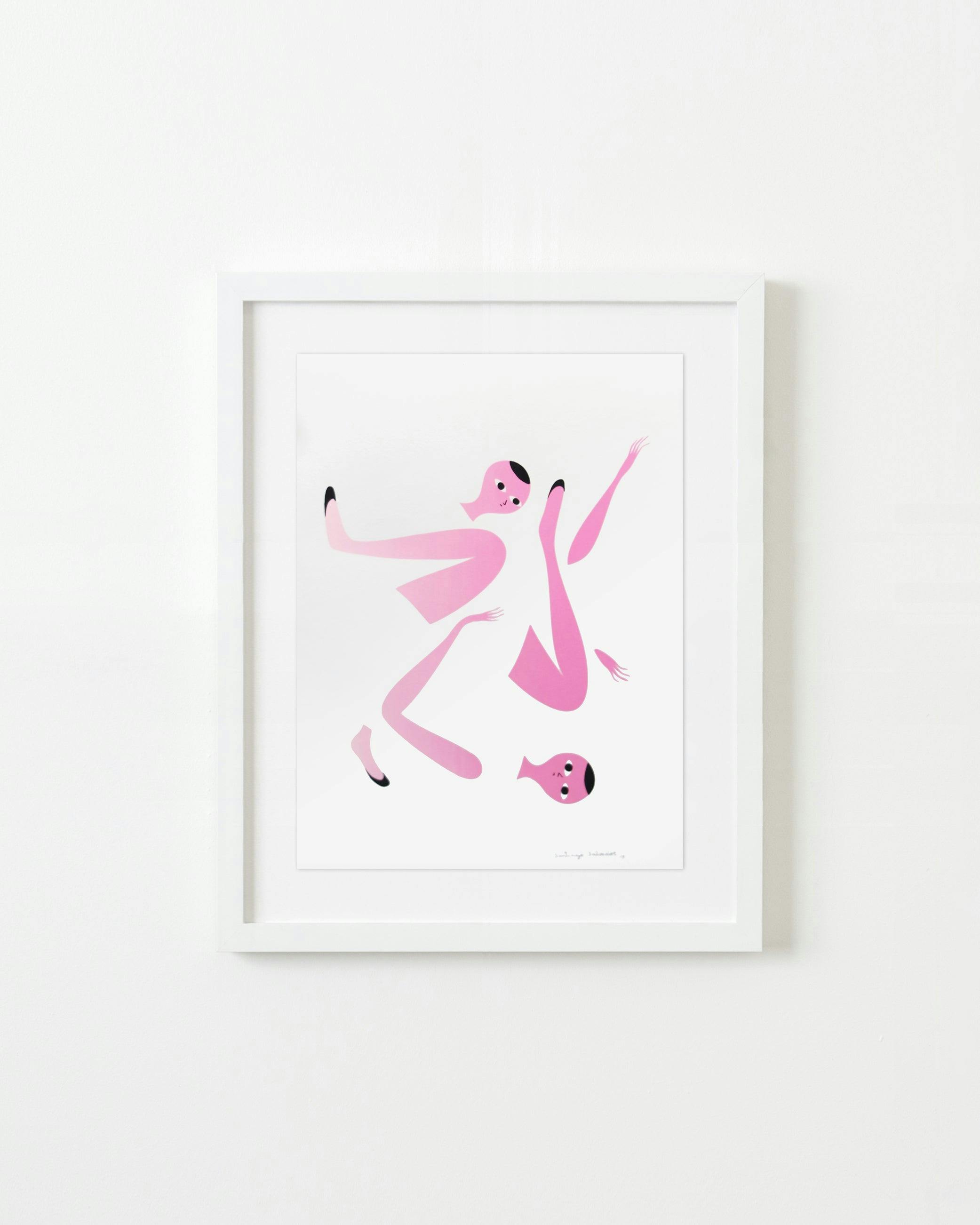 Print by Santiago Ascui titled "Serigrafia Intervenida Pink 2".