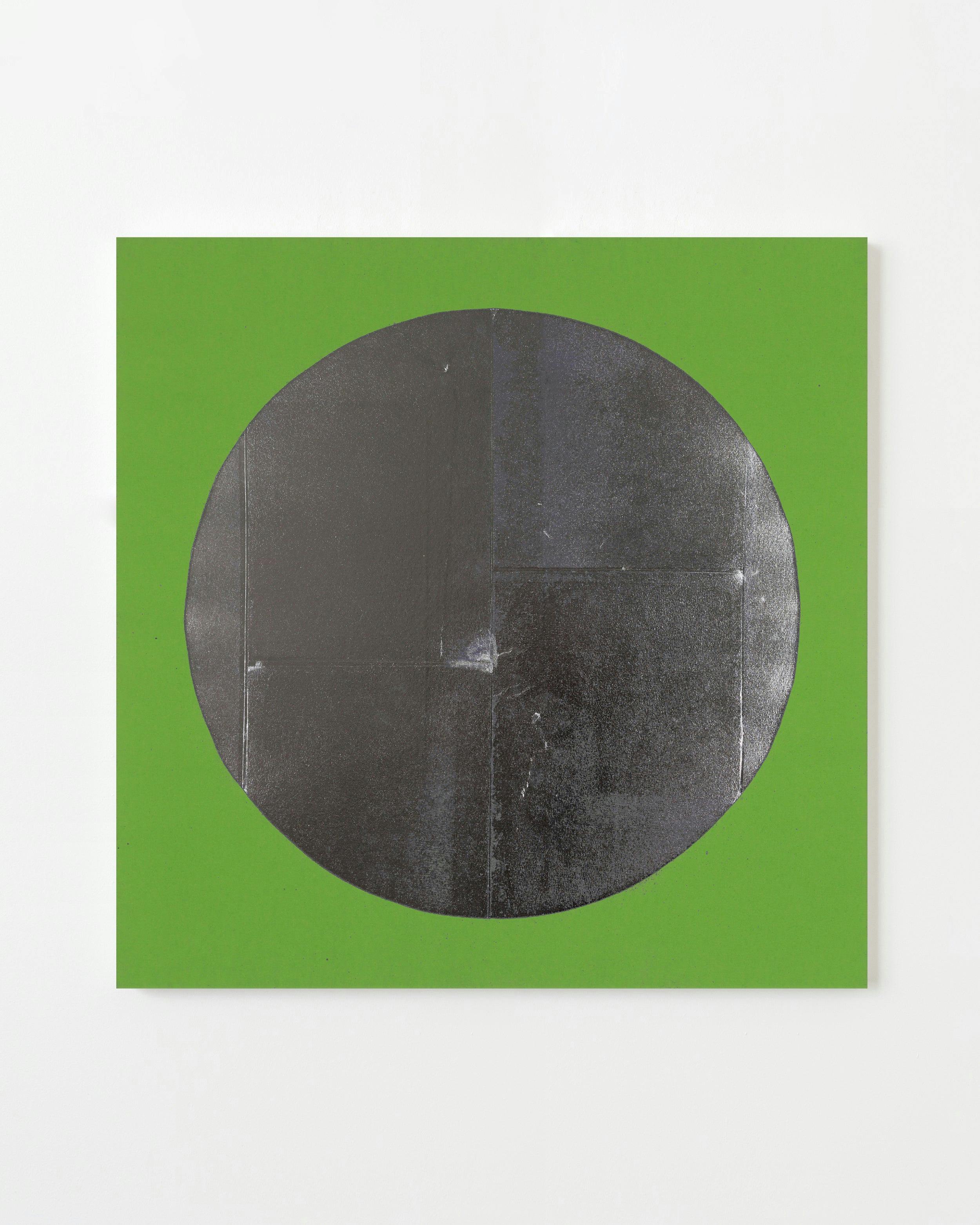 Painting by Chad Kouri titled "Reflection Pool Green (3x3)".