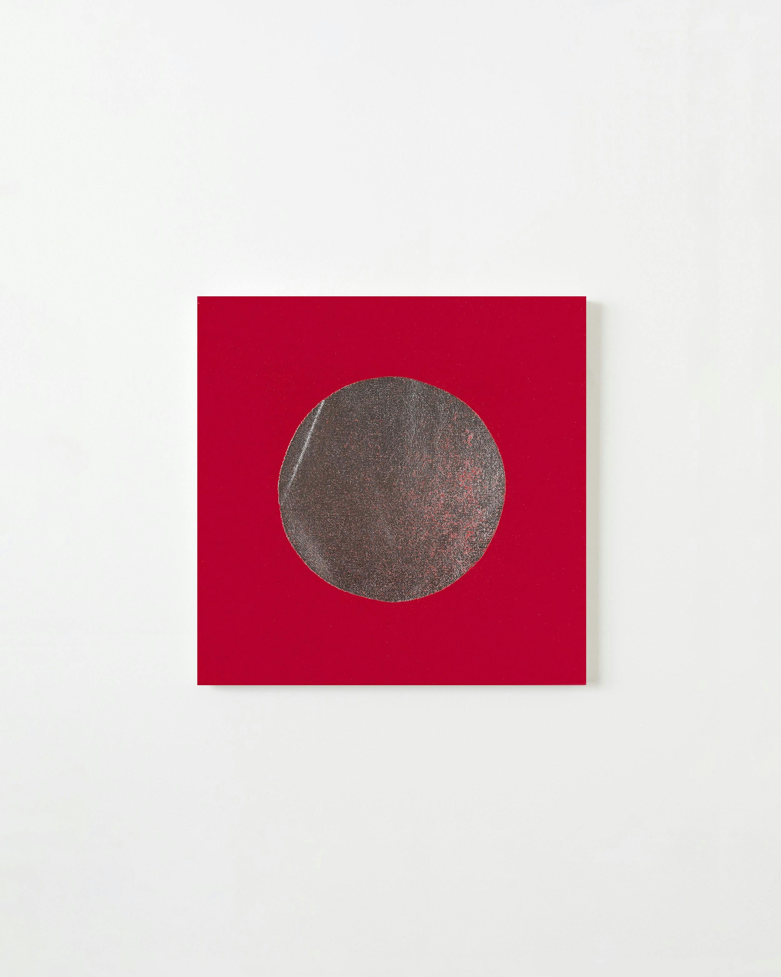 Painting by Chad Kouri titled "Reflection Pool Red (1x1)".