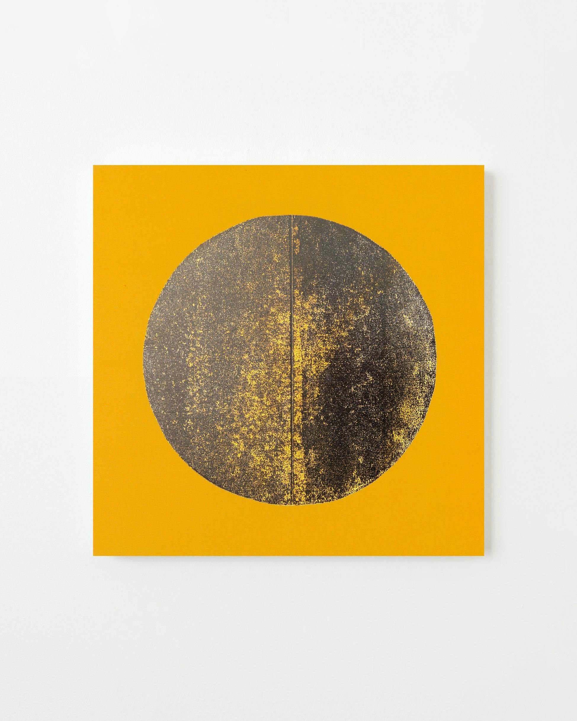 Painting by Chad Kouri titled "Reflection Pool Yellow (2x2)".