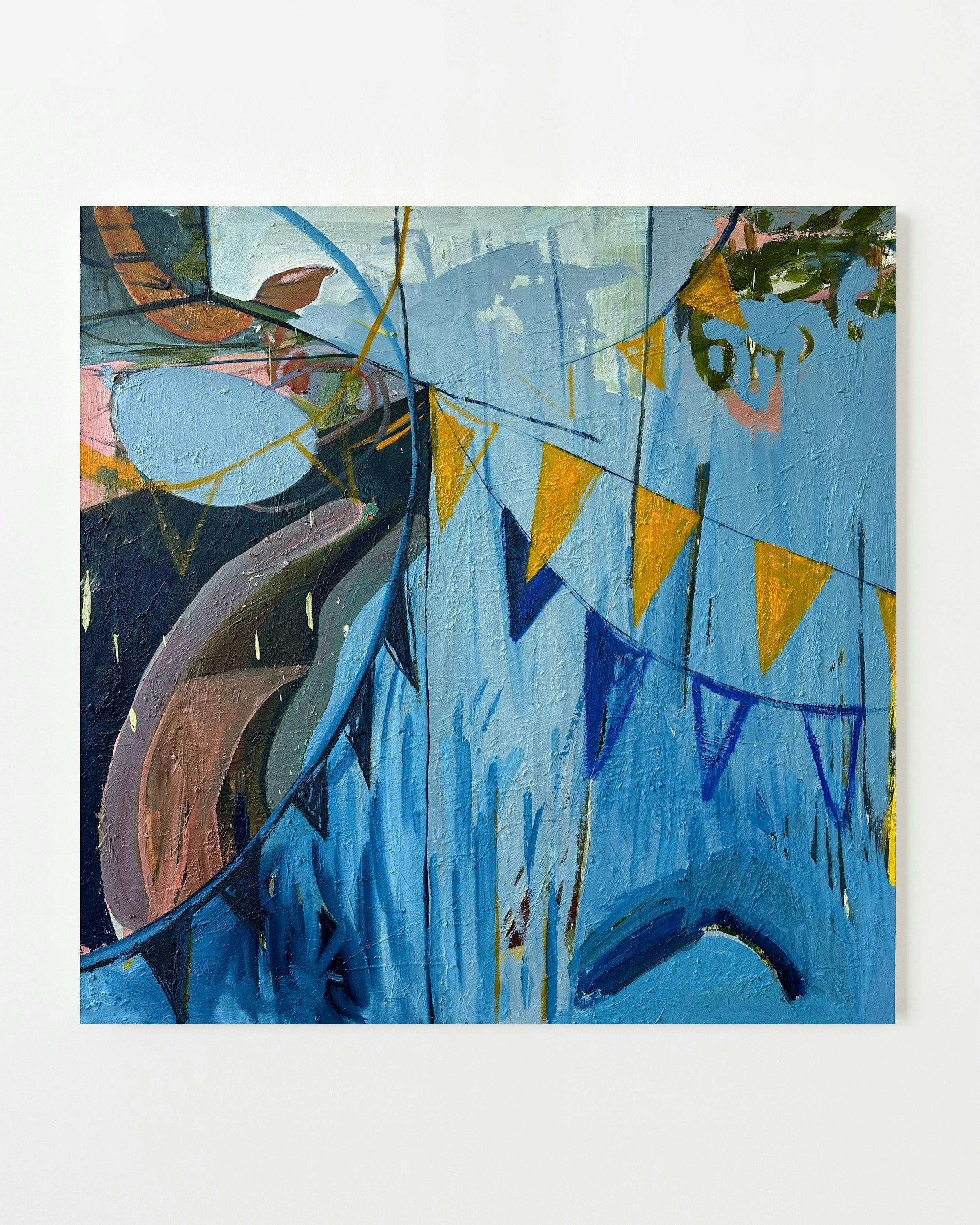 Painting by Diana Delgado titled "Repainted (Pennants)".
