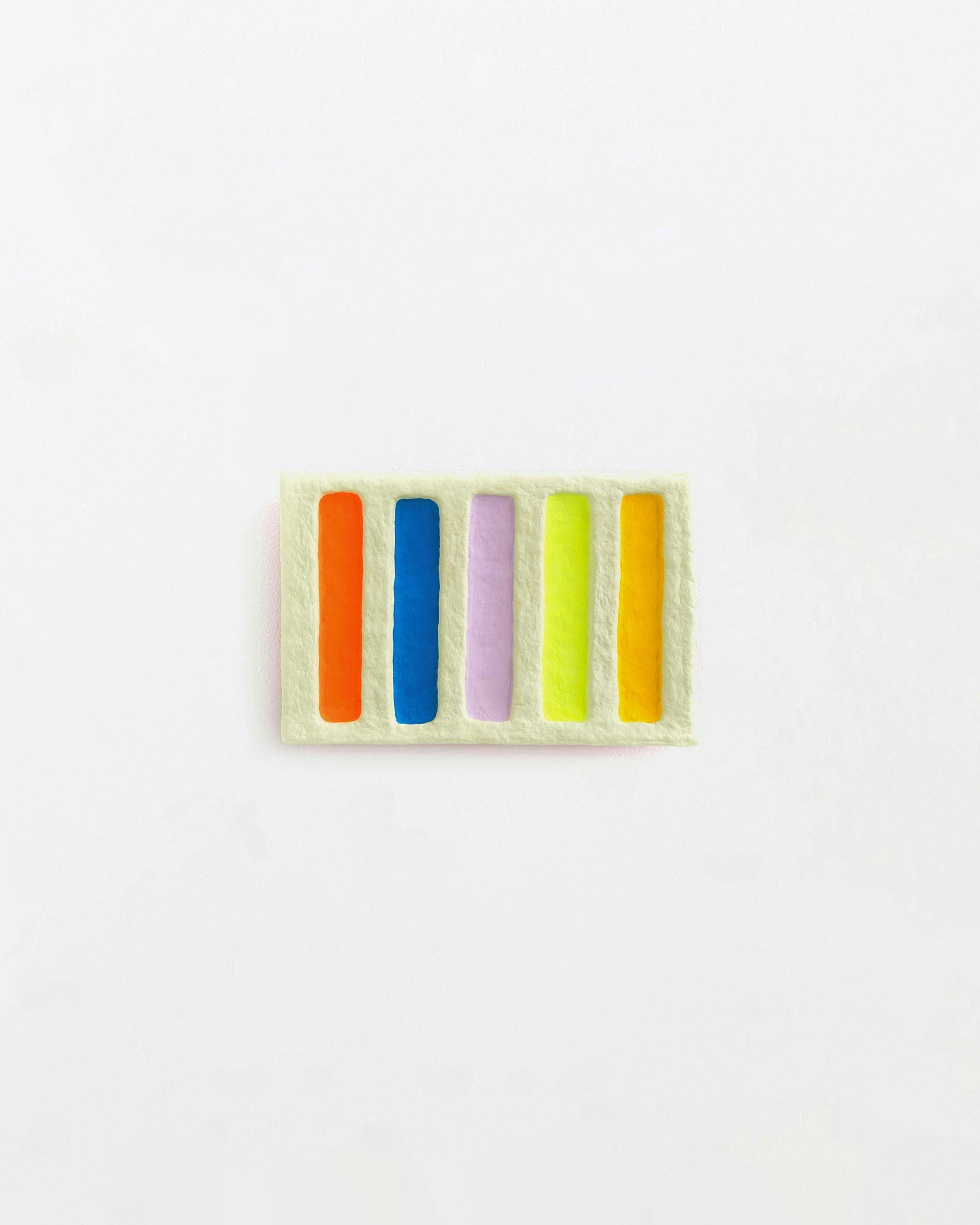 Painting by Adam Frezza & Terri Chiao (CHIAOZZA) titled "5 Bars in a Pale Lime Block".