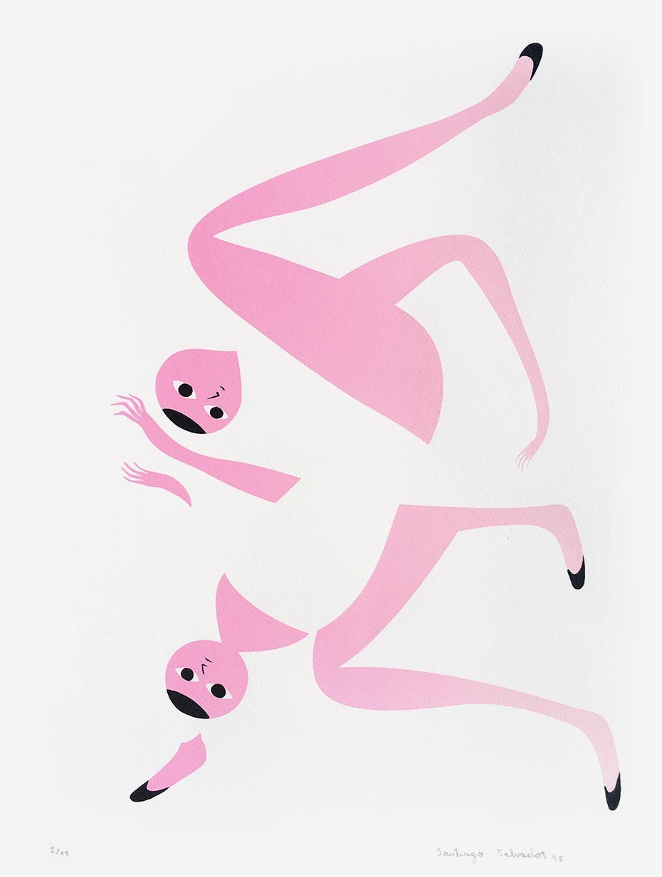 Santiago Ascui - Serigrafia Intervenida Pink 3 - Print