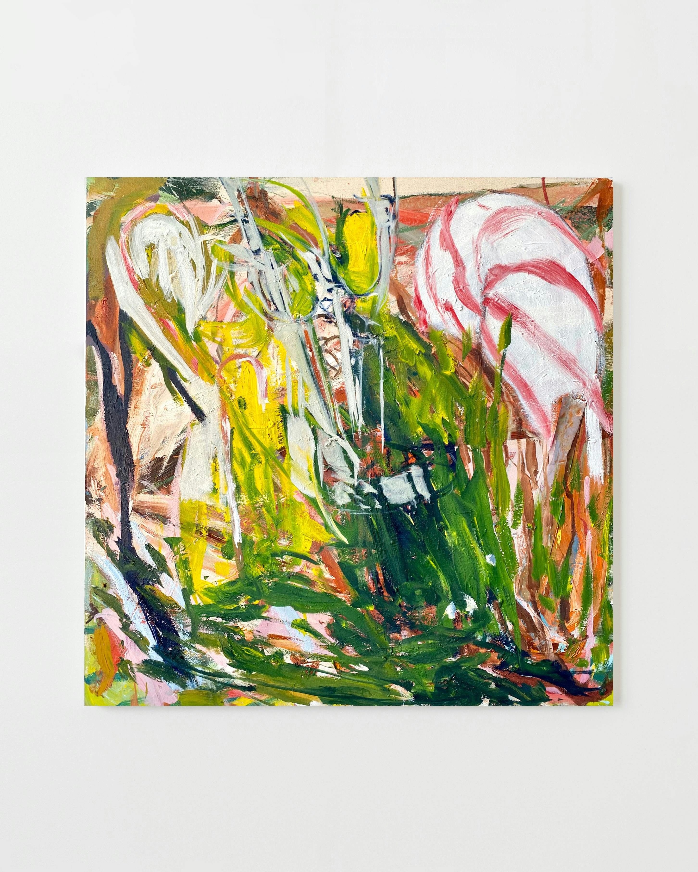 Diana Delgado - Candy Cane, Candelabra, Grass - Painting
