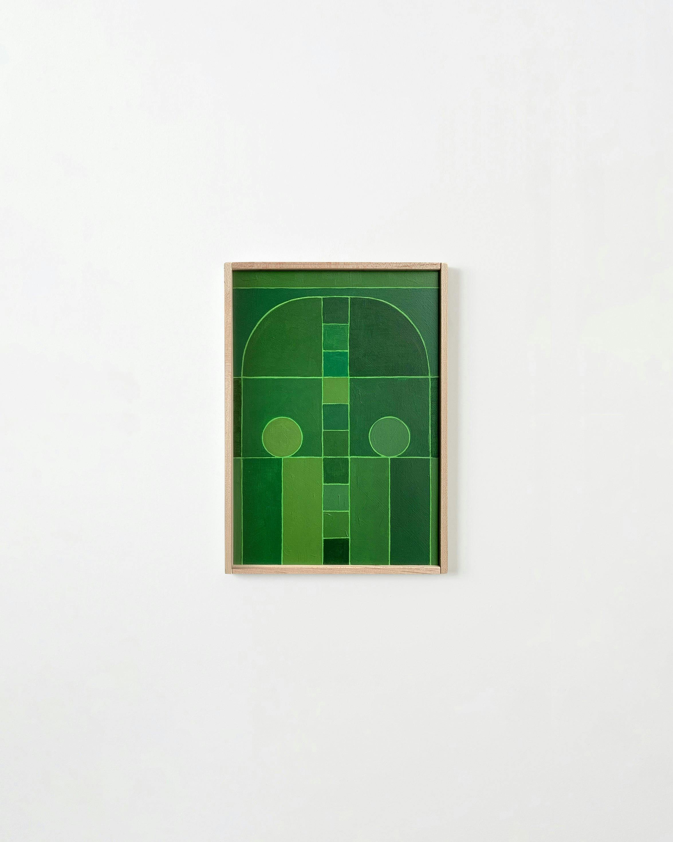 Painting by Carla Weeks titled "Stained Glass Study in Green 6".