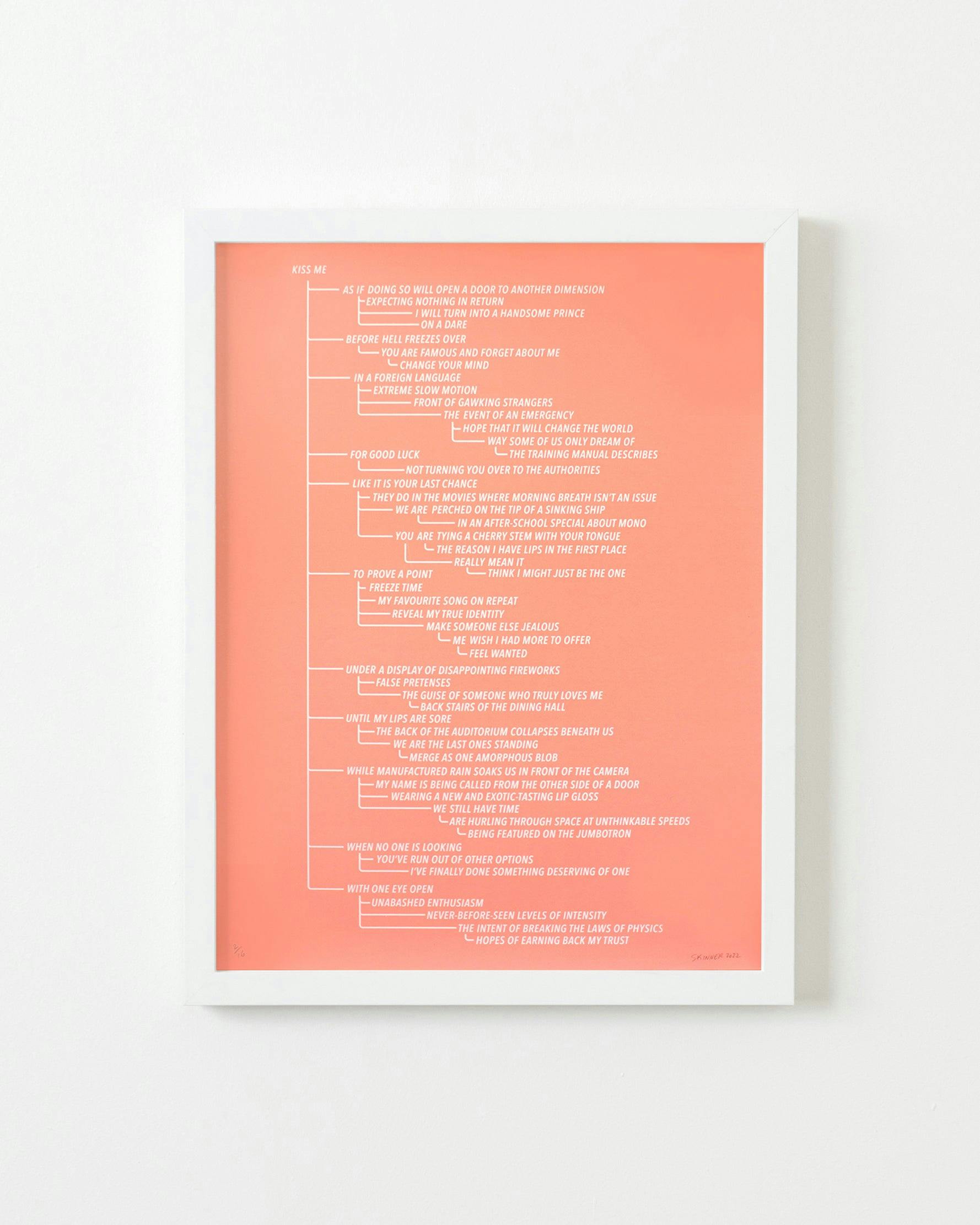 Ben Skinner - Kiss Me Flowchart (medium pink) - Print