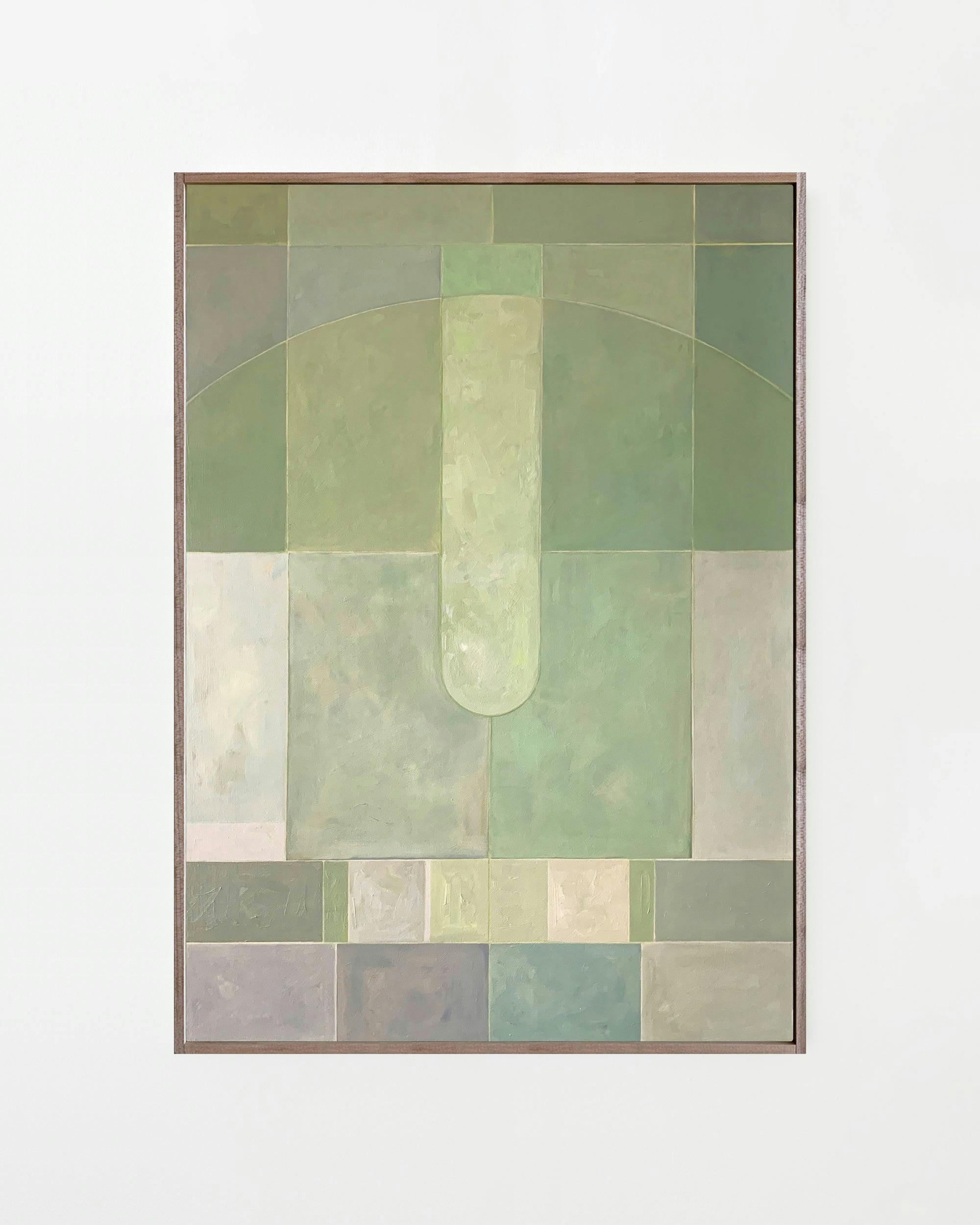 Painting by Carla Weeks titled "Big Window in Lichen Green".