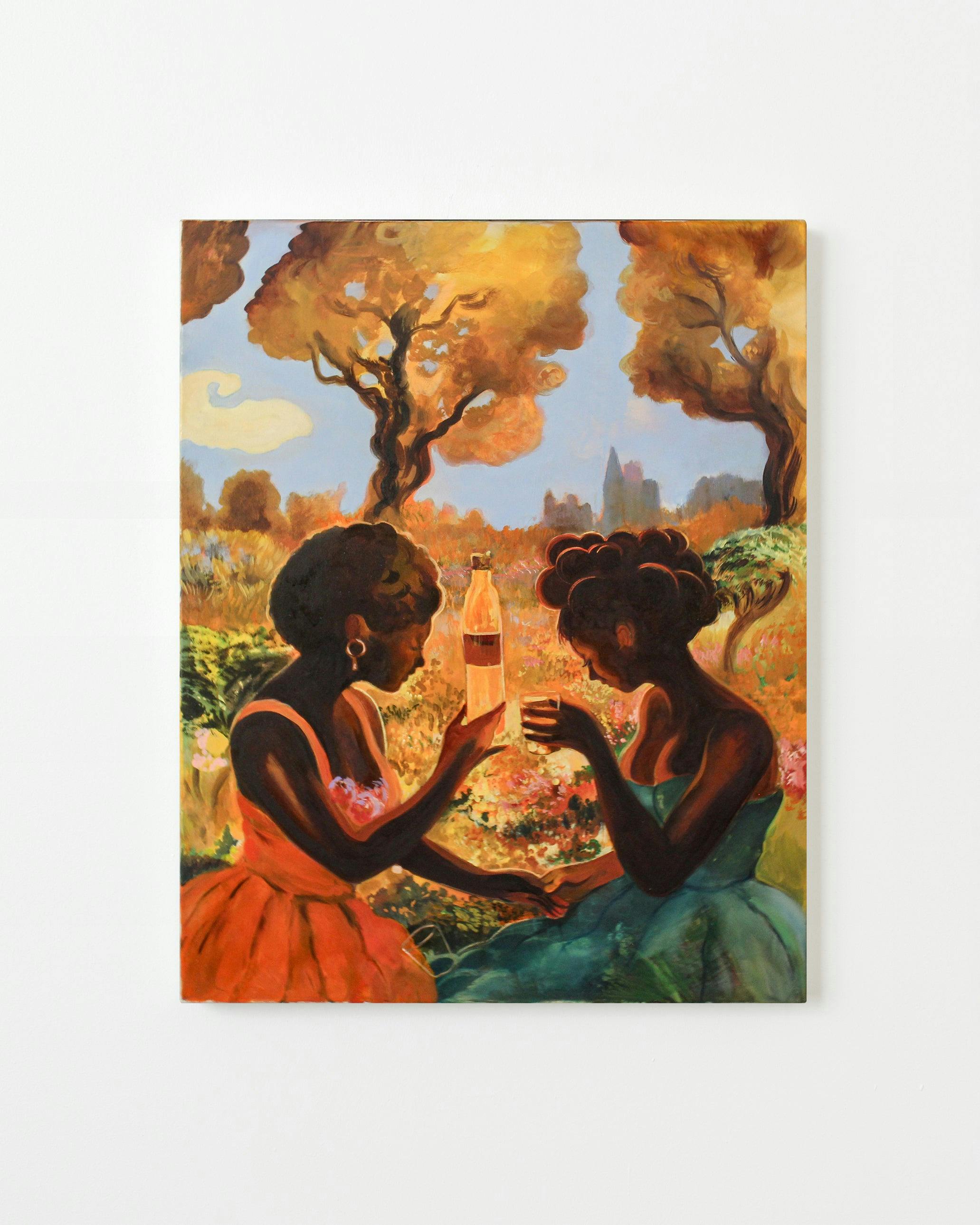 Painting by Nefertiti Jenkins titled "A Drink for Us".