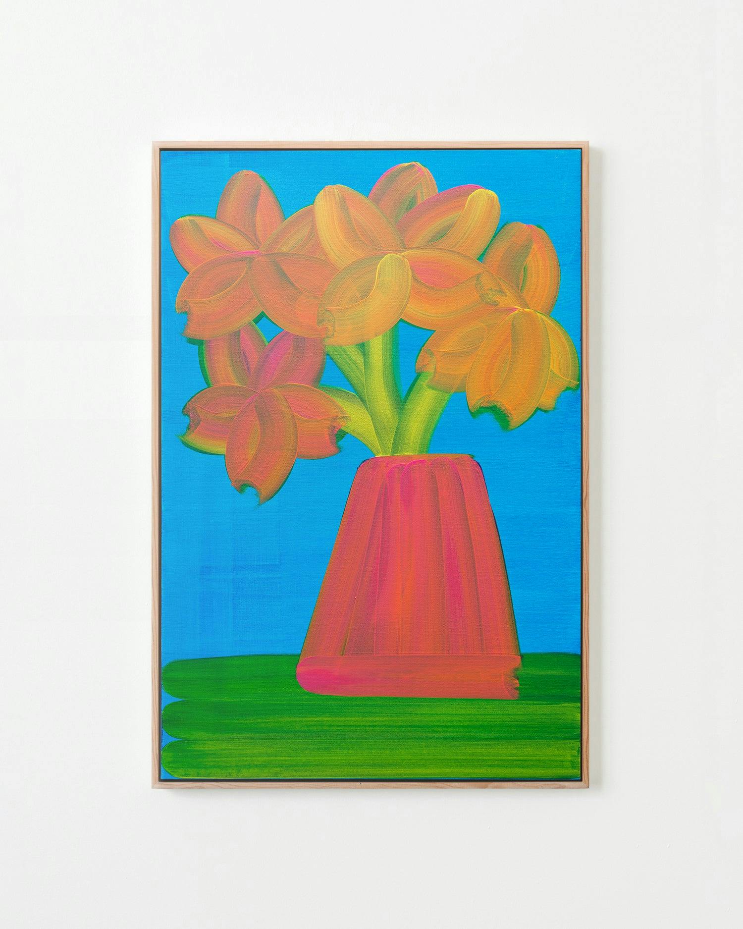 Painting by Erin D. Garcia titled "Orange Flowers, Pink Vase".