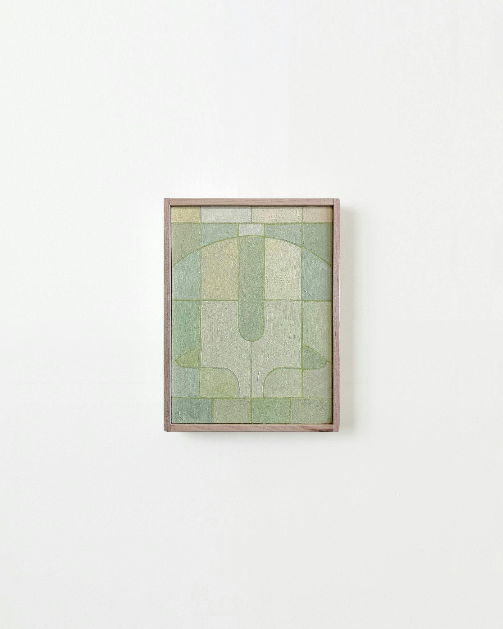 Painting by Carla Weeks titled "Stained Glass Study in Green 33".