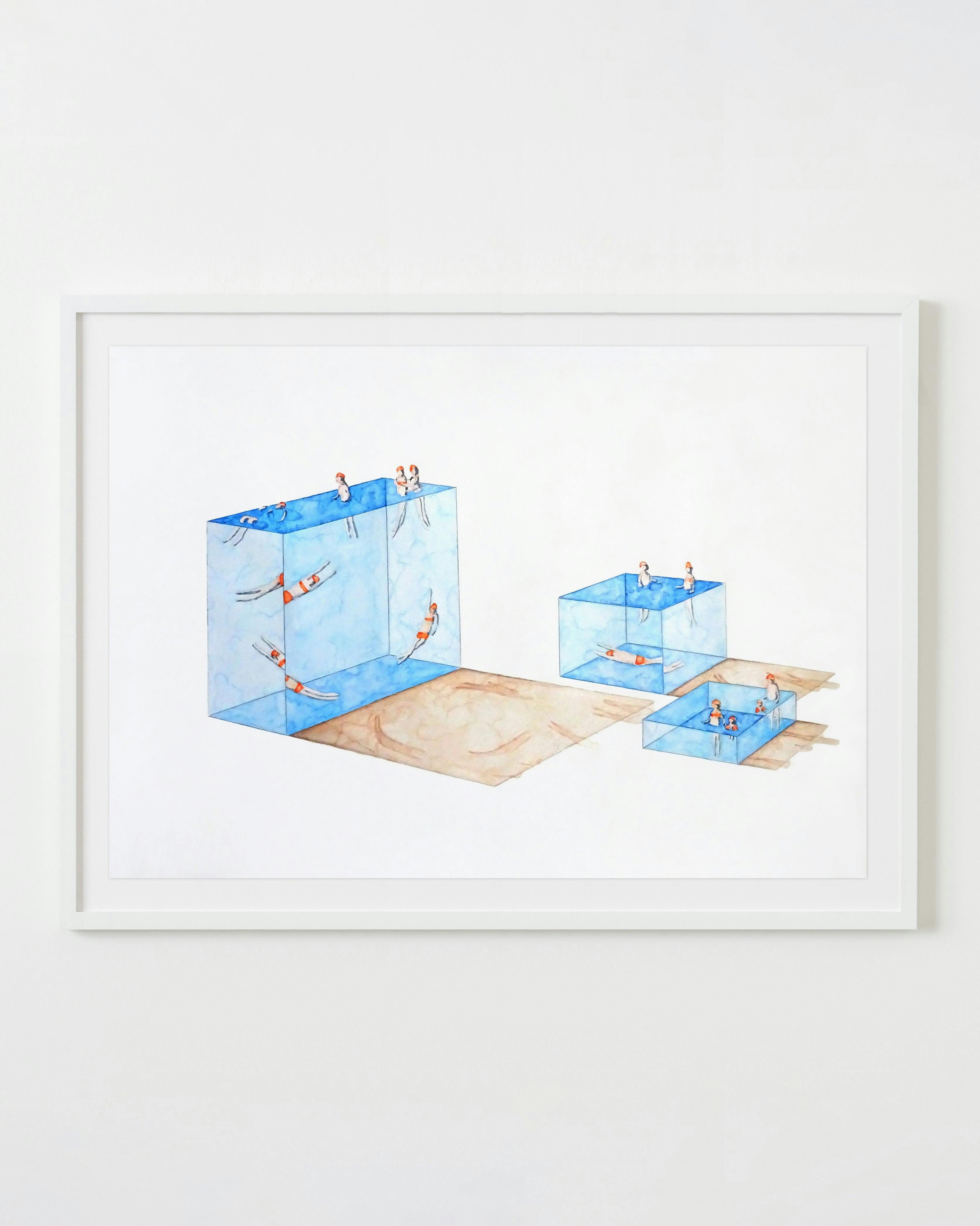 Drawing by Eddie K titled "Pools V33-35 watercolour".