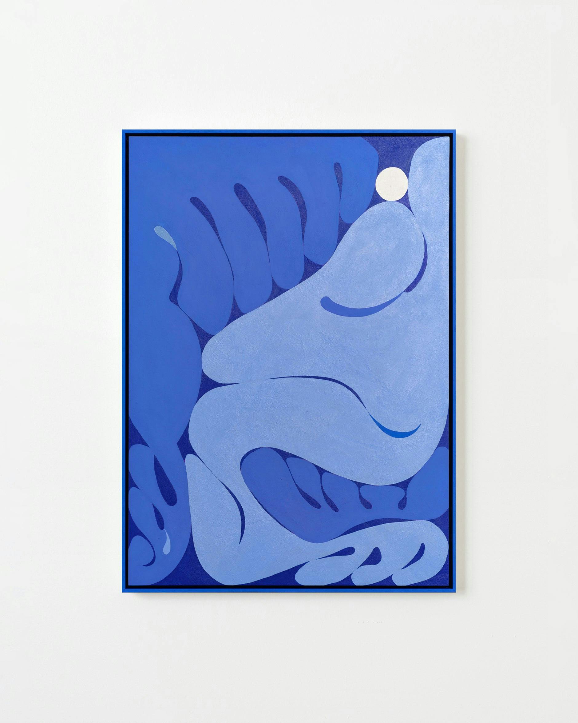 Painting by Evi O. titled "Bold Boogie of a Blue Bombshell".