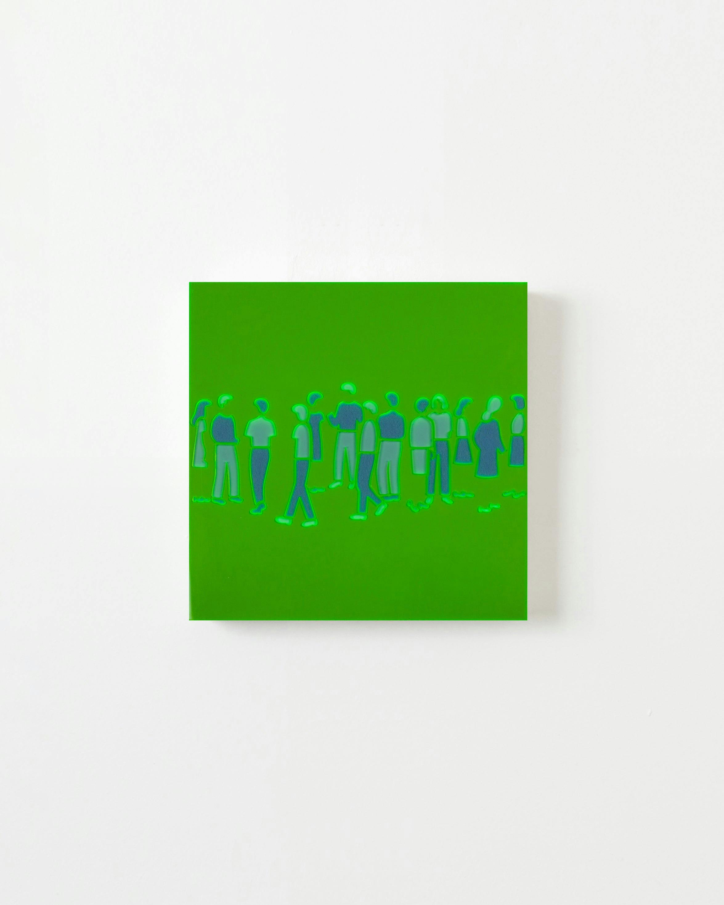Mixed Media by Dana Bell titled "Thirteen Walk (green and blue)".