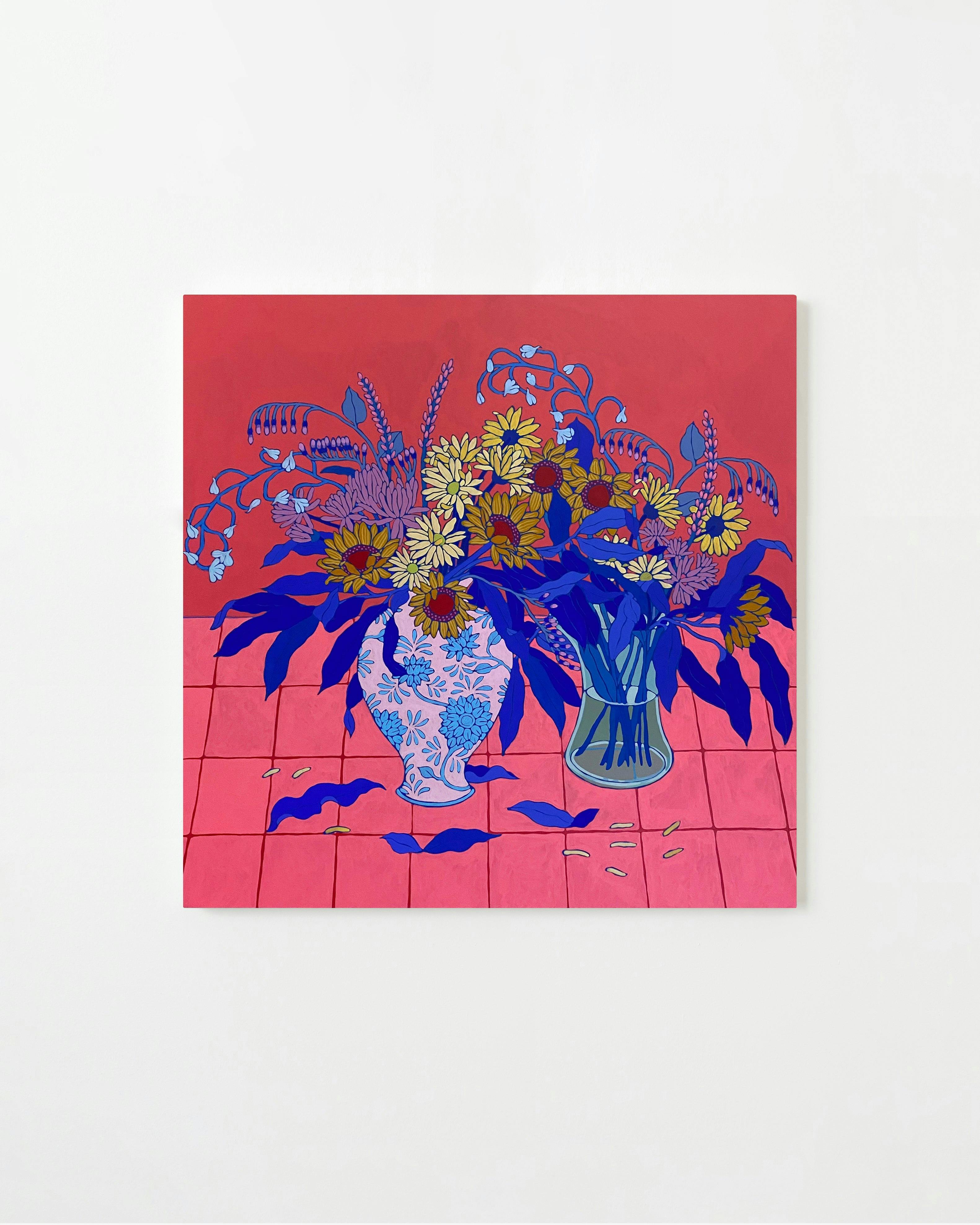 Sarah Ingraham - Red with Daisies - Painting