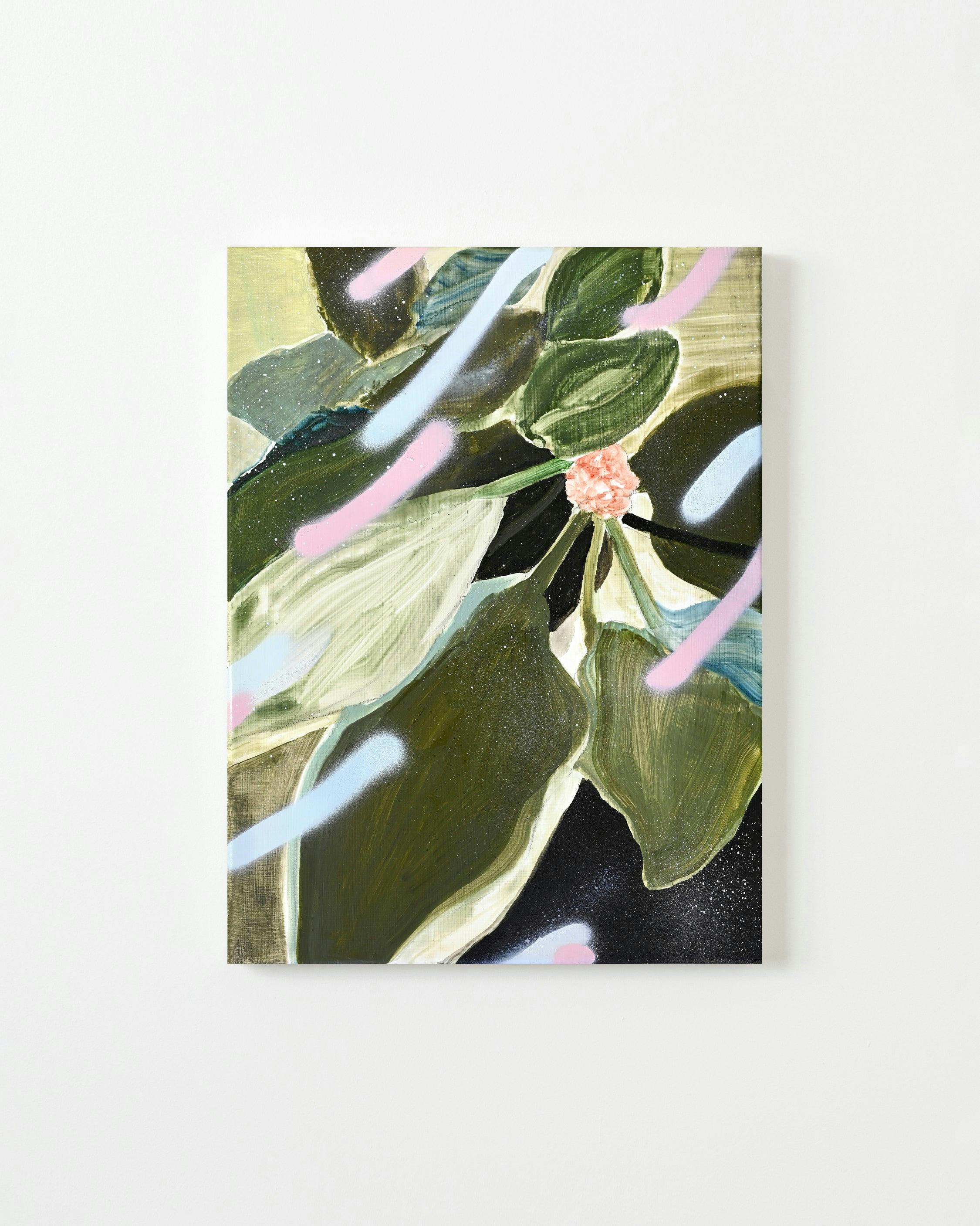 Painting by Una Ursprung titled "Morning dew, flowering plant #14".