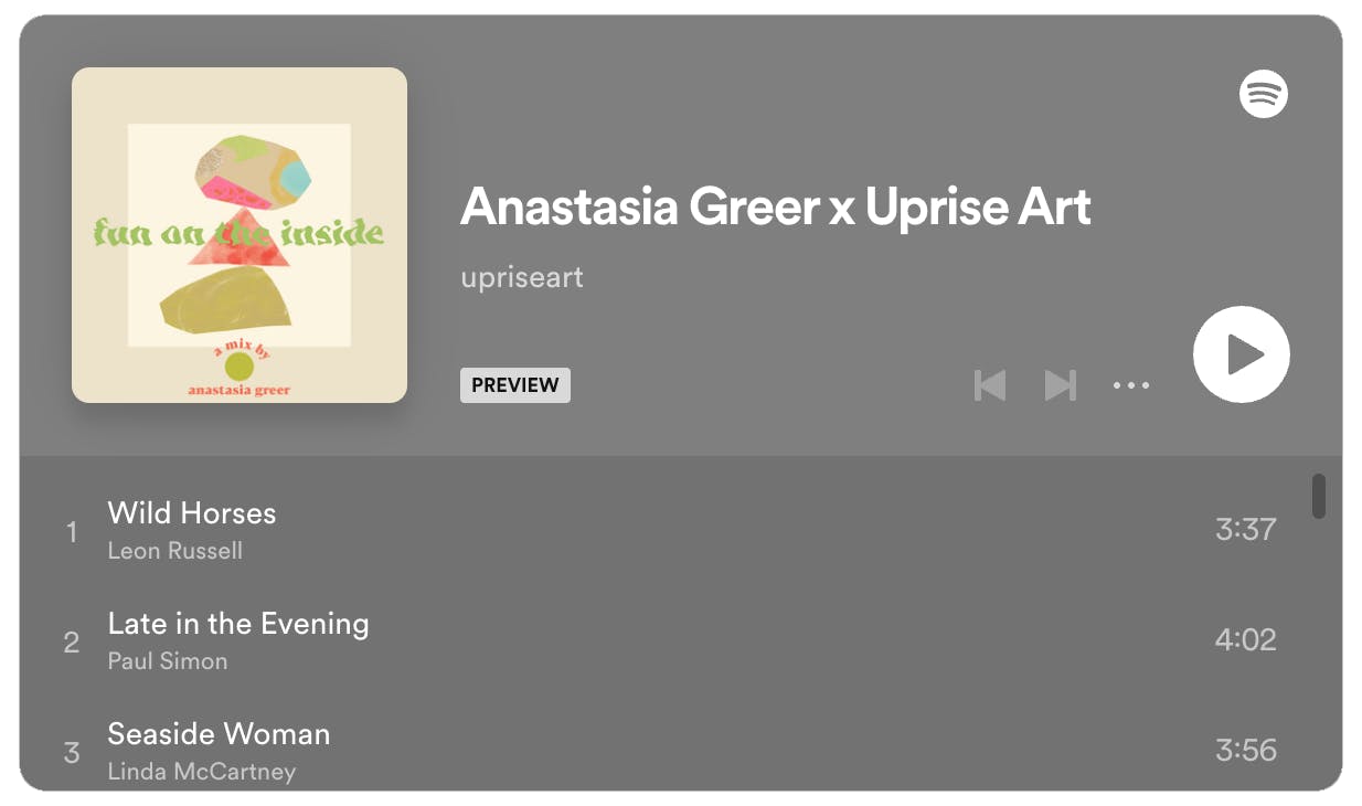 Spotify playlist curated by Anastasia Greer.