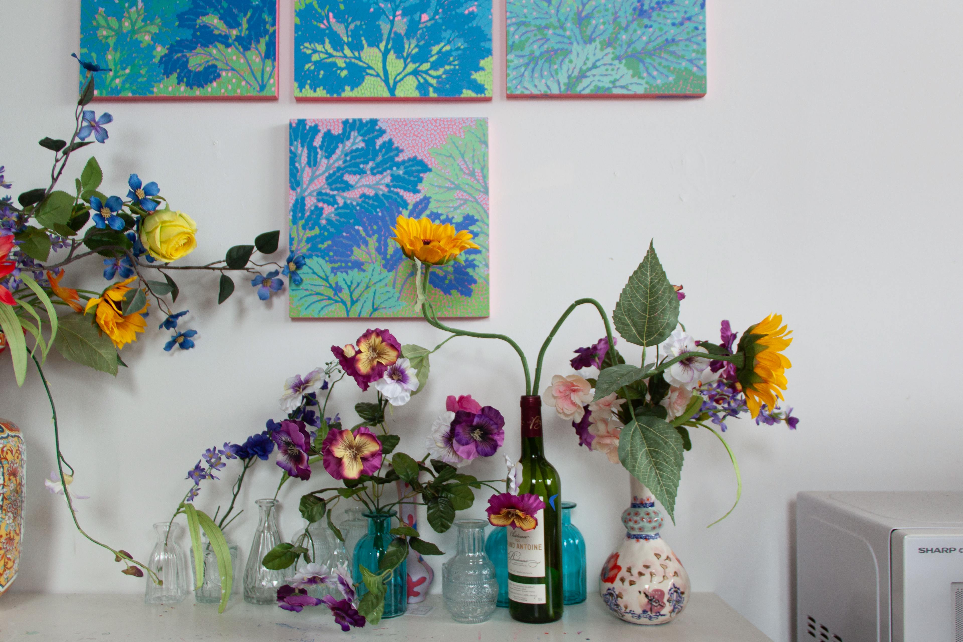 Fake flowers in Sarah Ingraham's studio. 