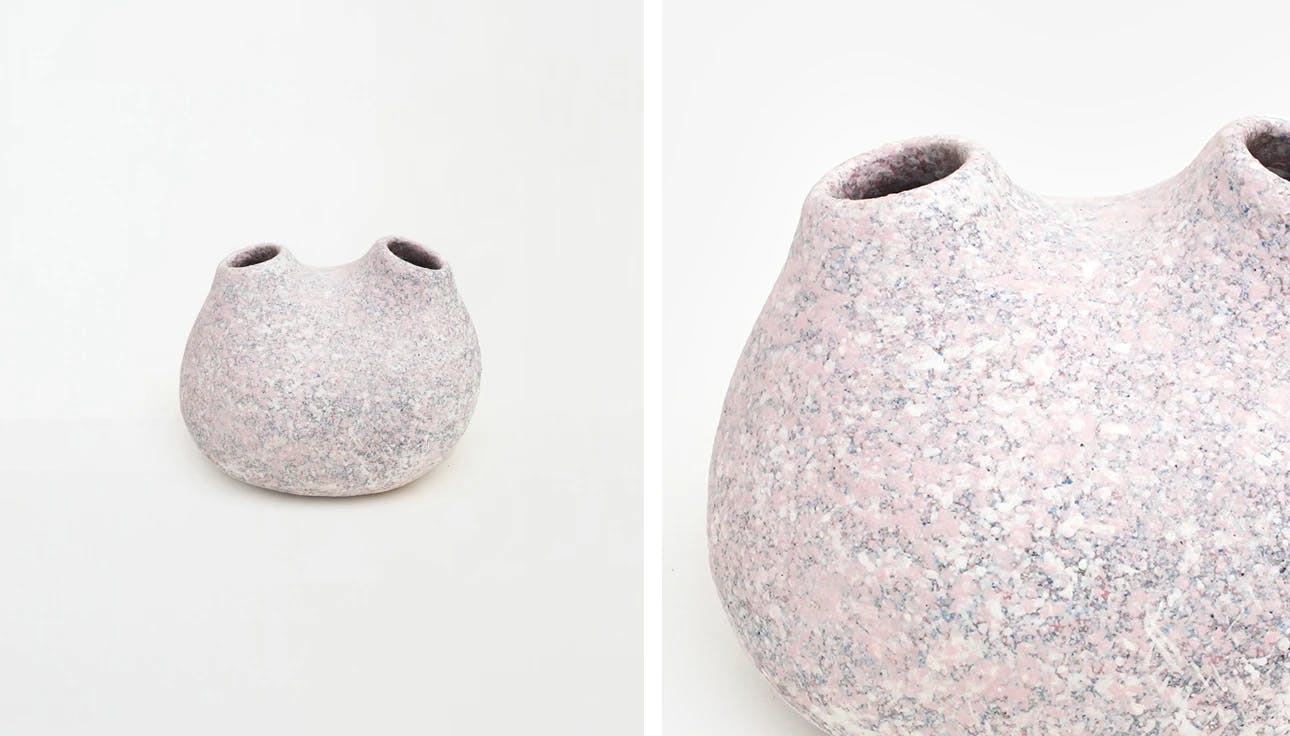 Small pink vessel by artist Pilar Wiley, as part of our 25 one-of-a-kind anniversary gifts.