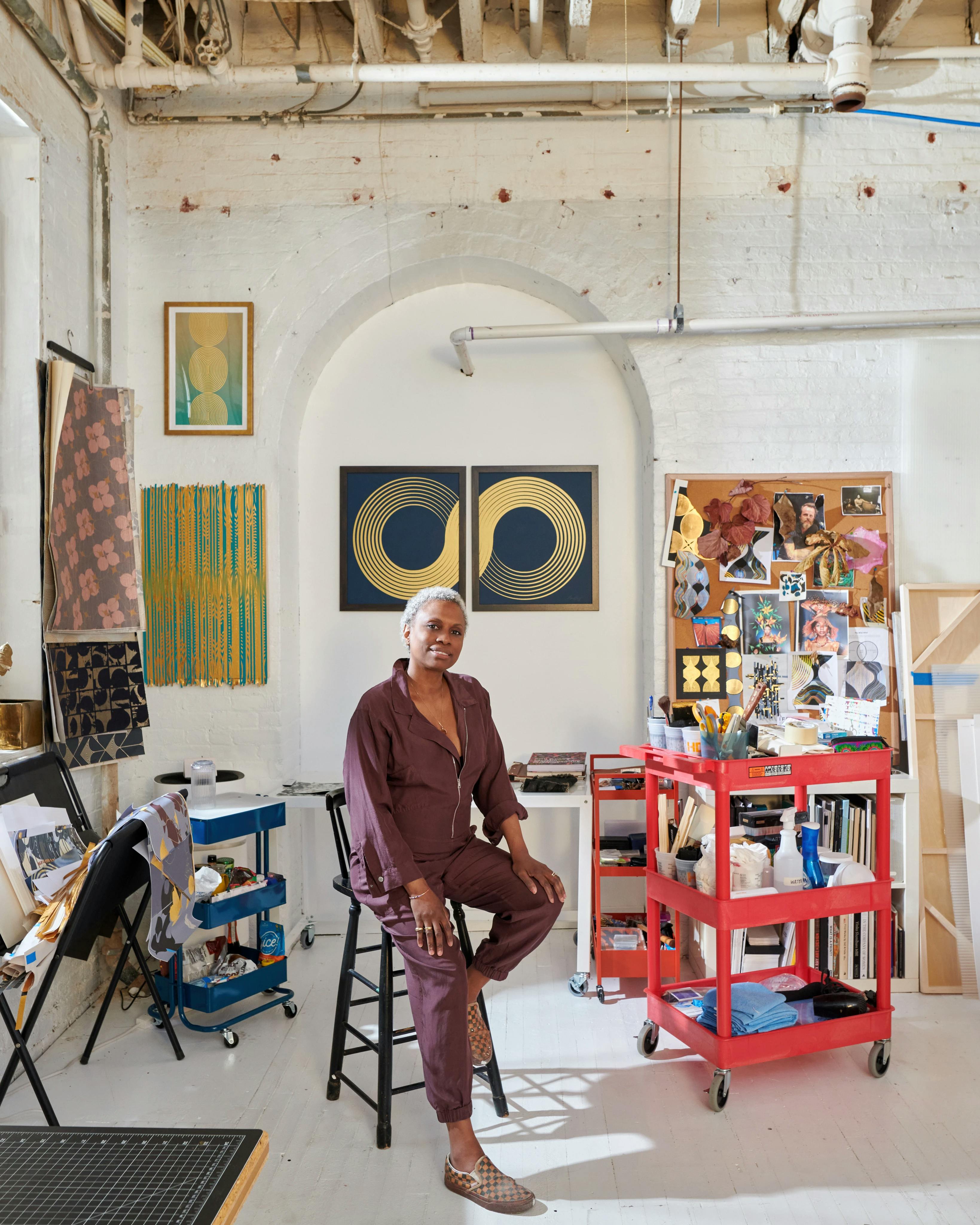 Artist Lisa Hunt in her studio. 